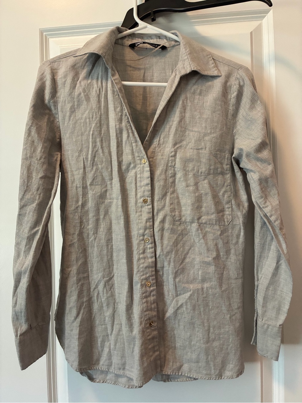 Zara Light Gray Women's Button-Down Shirt